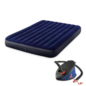 Double inflatable mattress with foot inflater