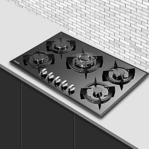 5 Burner Built-In Tempered Glass Gas Cooktop